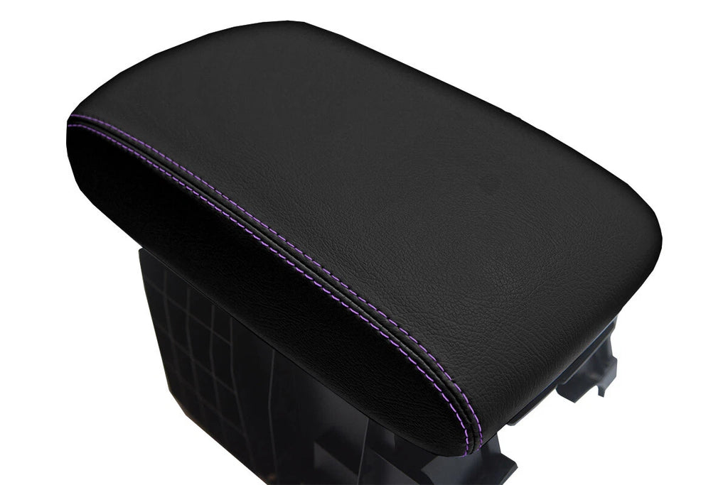 Leather Console Lid Armrest Cover for Subaru Tribeca (2006–2014) Purple Stitch