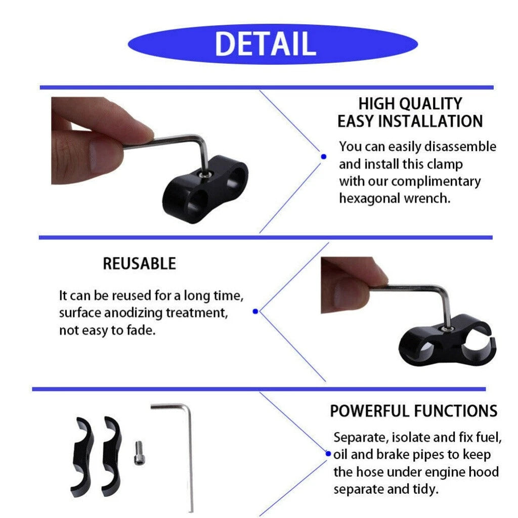 10PCS Hose Separator Clamp for Braided Oil/Fuel Hose Line