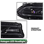 Passenger Side Halogen Projector Headlight with LED DRL for Dodge Charger (2015–2023)