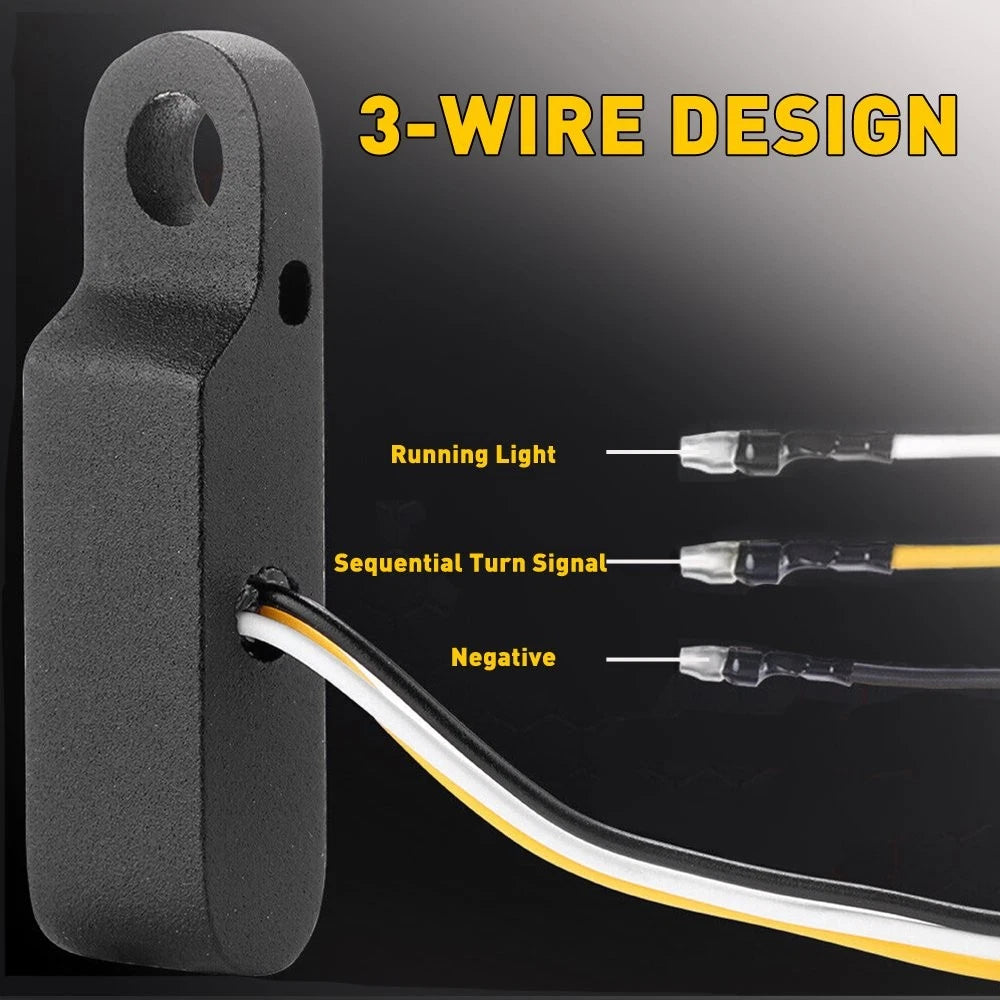 2X Black Mini LED Turn Signal Indicator for Motorcycle (Amber+White DRL)