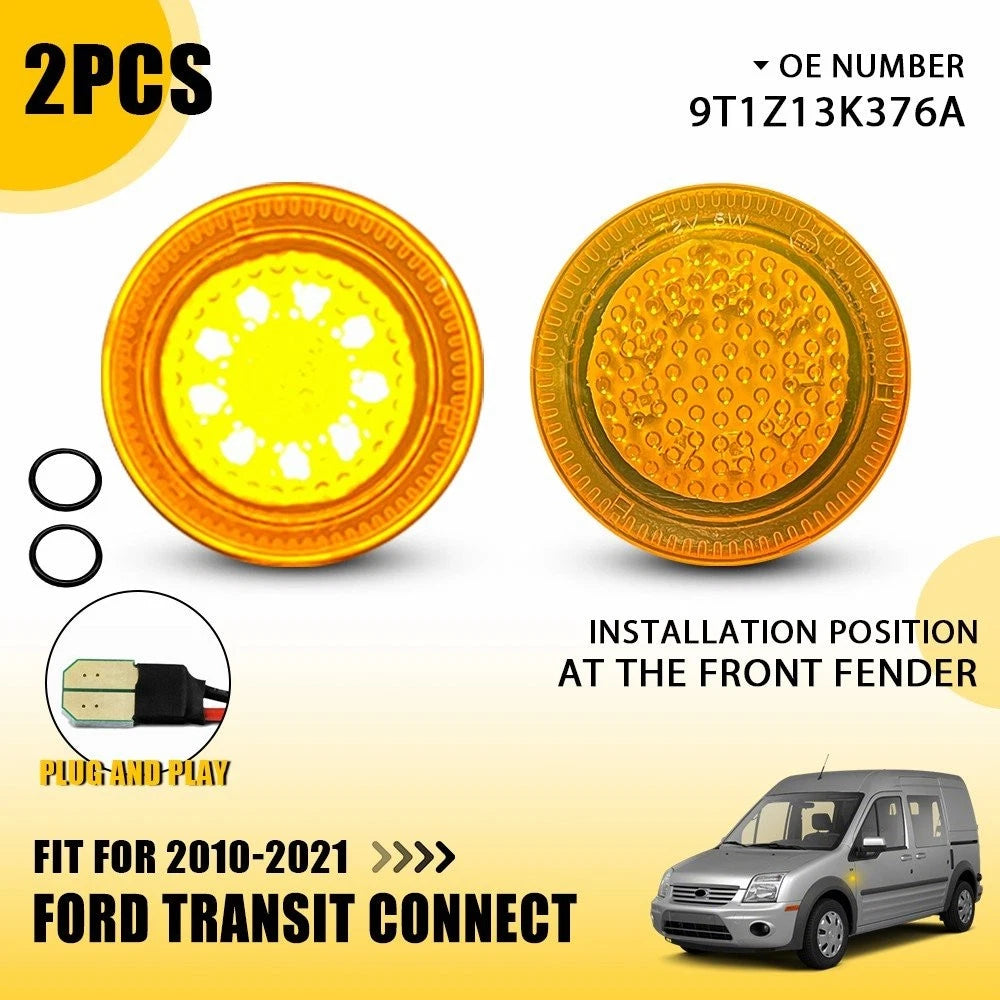 Set of 2 Side Fender Turn Signal Lights for Ford Transit Connect (2010–2021)