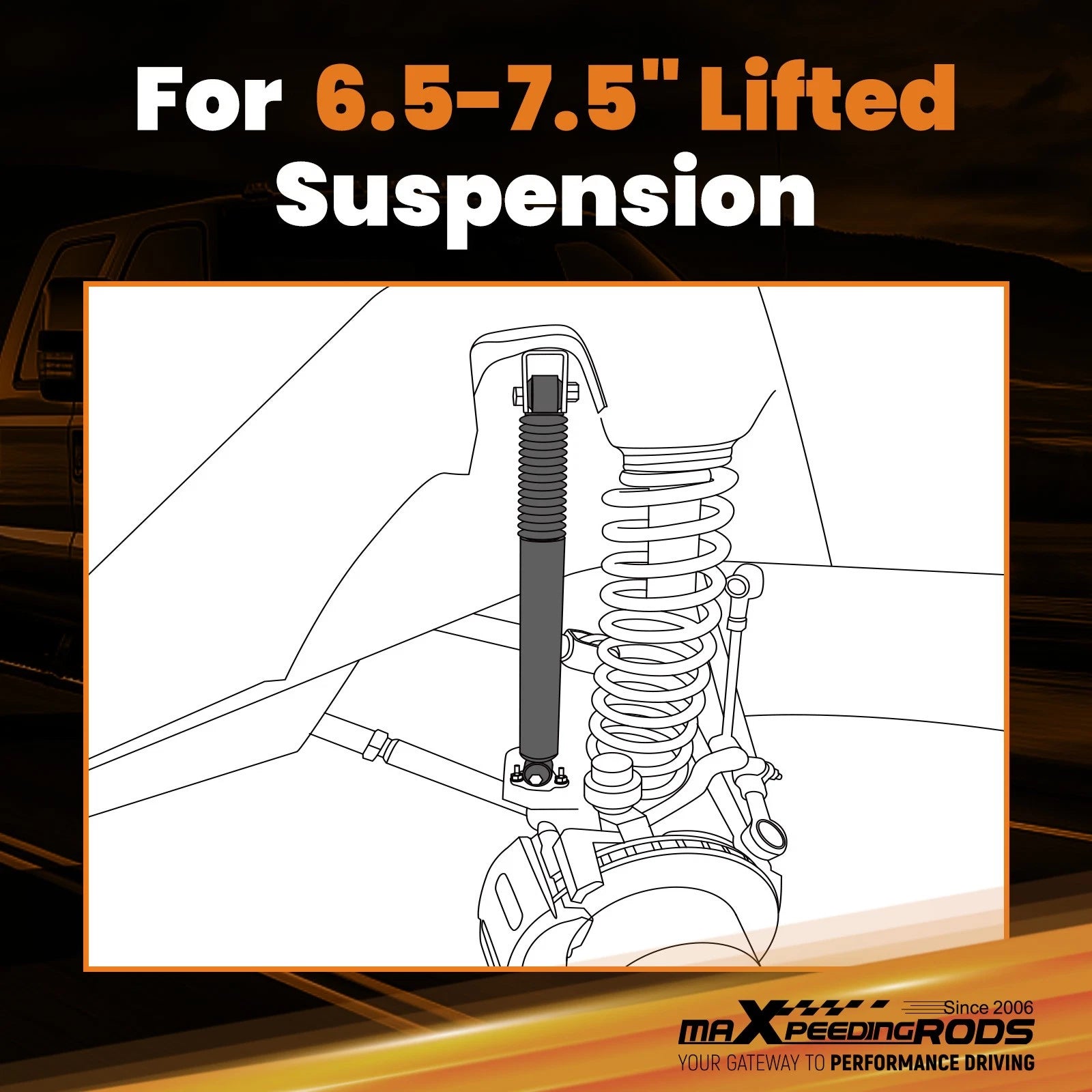 Lift Shock Front for Ford F-250 F-350 Super Duty (1999–2004) 4WD 6.5-7.5"