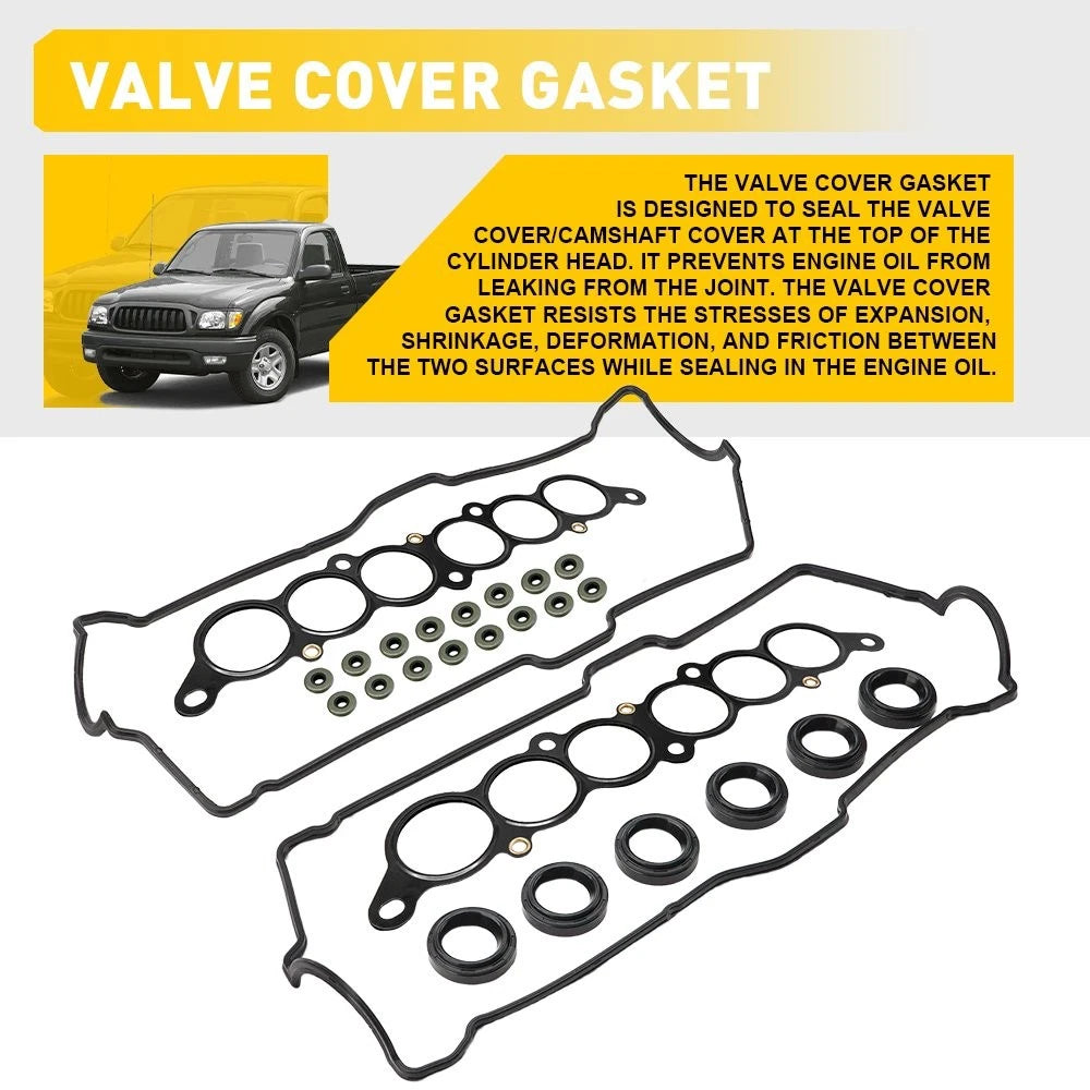 Black Rubber Valve Cover Set for Toyota Tundra (2001–2004) 5VZ-FE