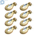 Set of 8 Heavy Duty Forged Steel Clevis Slip Hooks with Safety Latch
