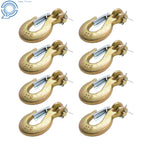 Set of 8 Heavy Duty Forged Steel Clevis Slip Hooks with Safety Latch