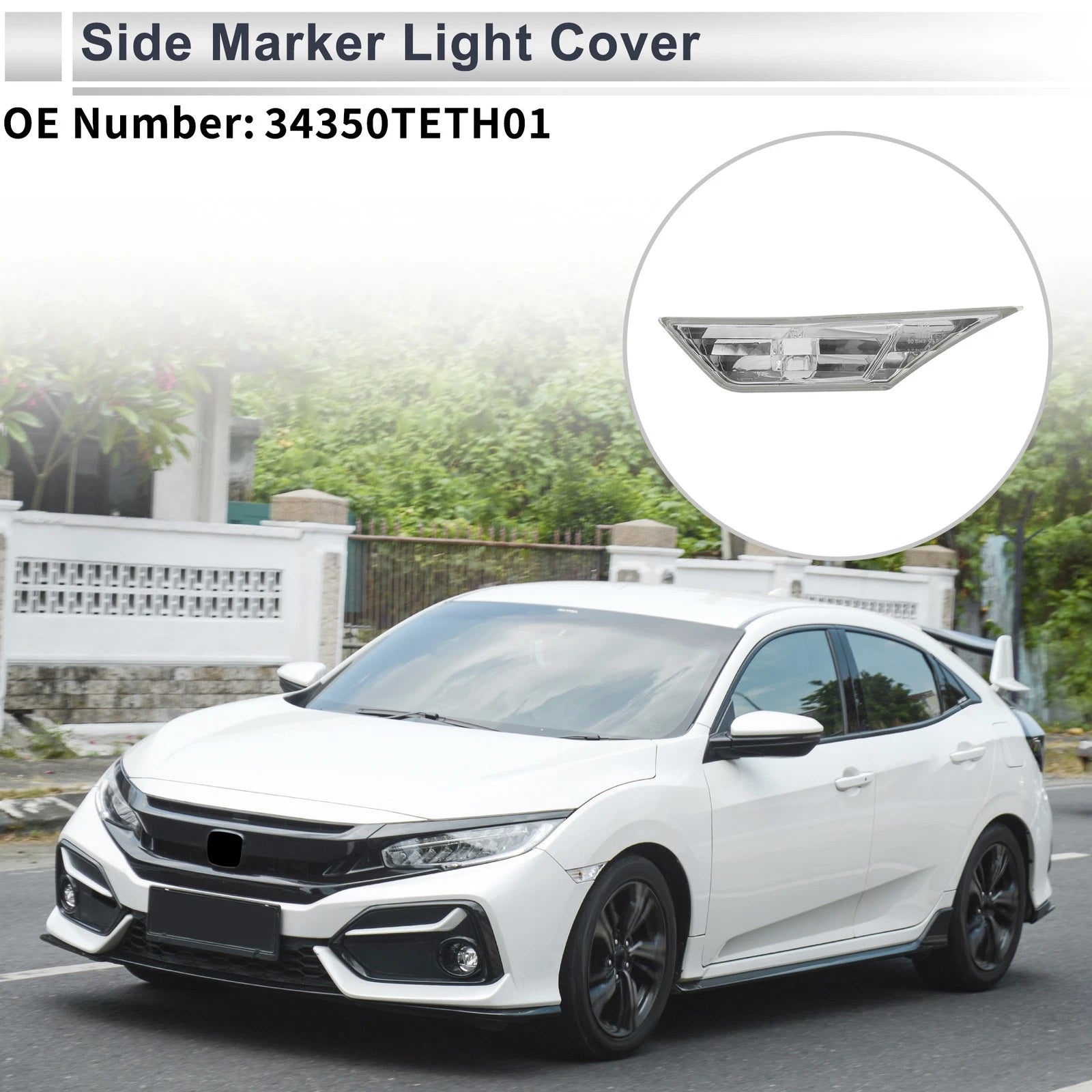 1pc Left Side Marker Light Cover for Honda Civic (2016–2021) No. 34350TETH01 Clear