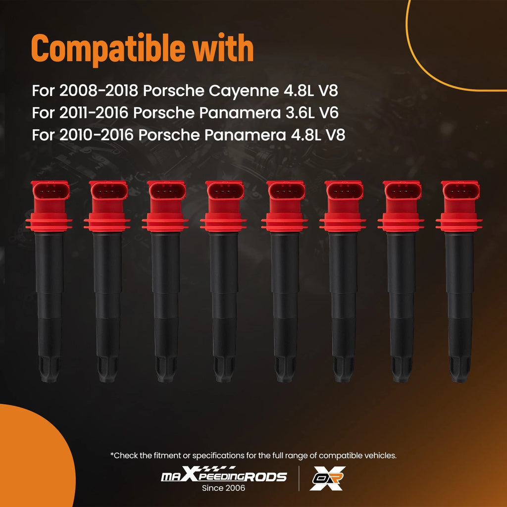 8x Ignition Coil for Porsche Cayenne 4.8L Panamera 3.6L (2008–2018) 5C1850