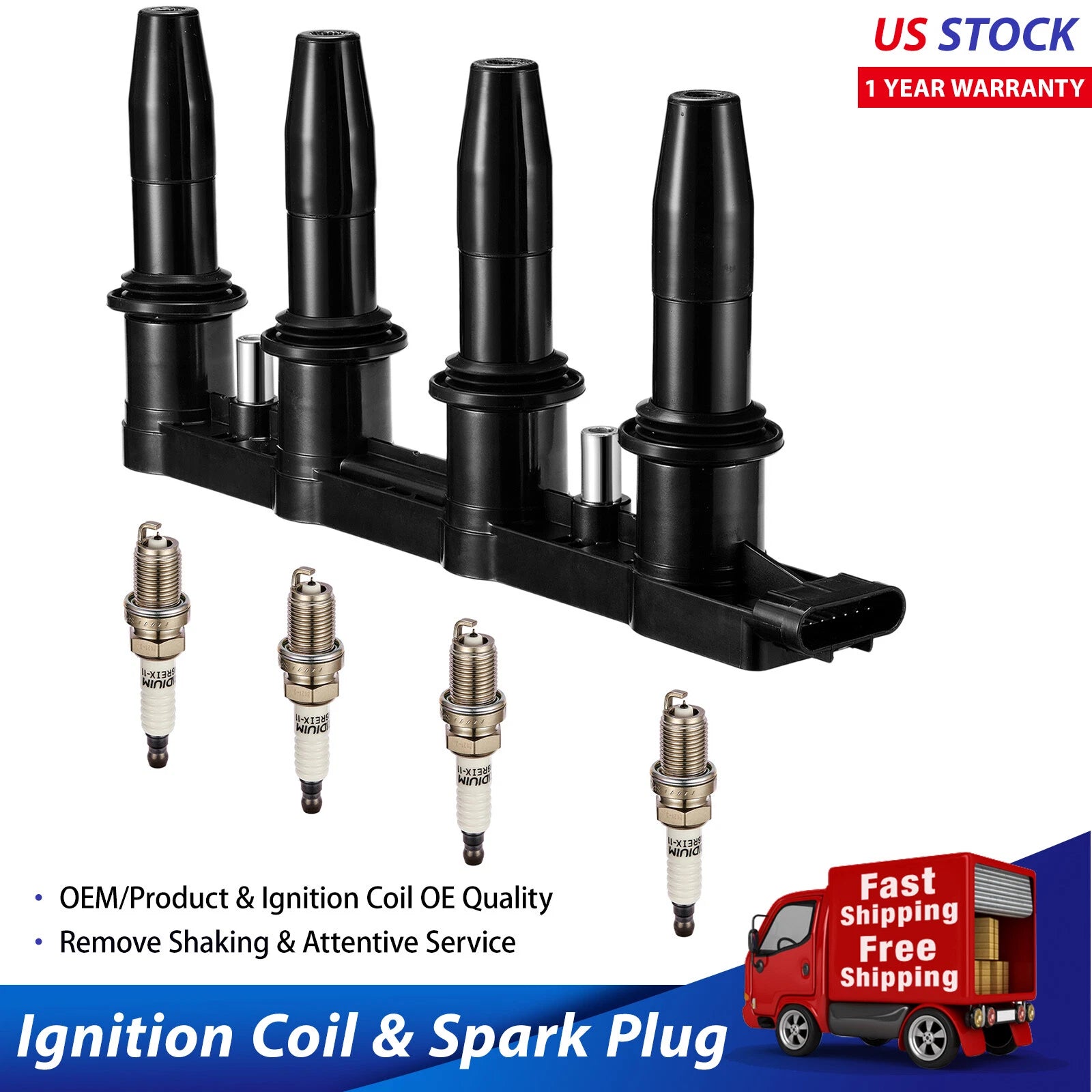 Ignition Coil Pack with Iridium Spark Plug for Chevrolet Aveo (2009–2011)