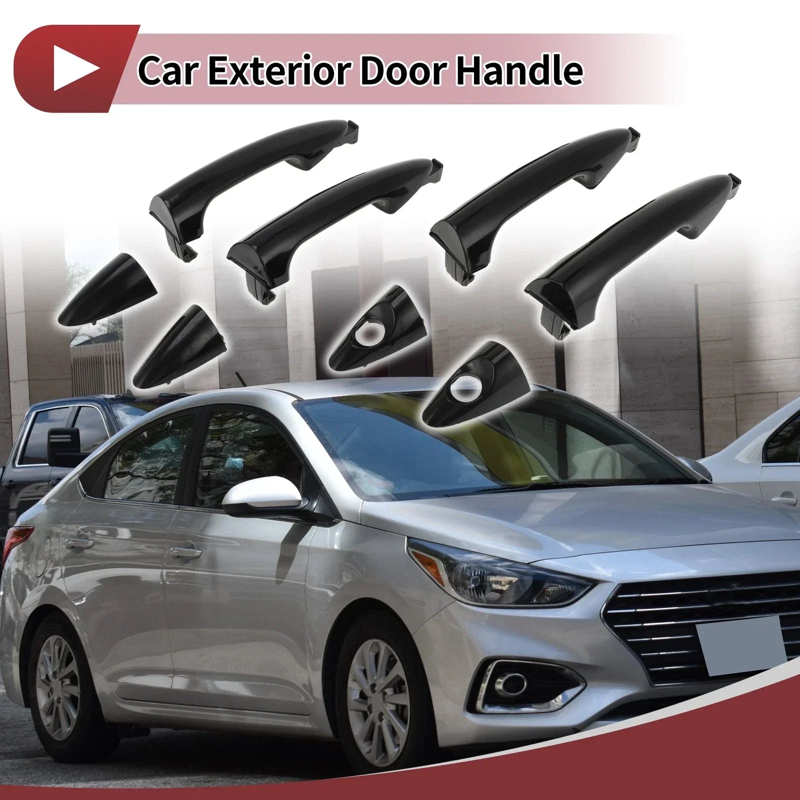 Car Exterior Door Handles Grip for Hyundai Accent (2012-2017) Black 2 x