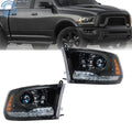 Set of 2 LED Headlights for Dodge Ram 1500-3500 (2013–2018) Black Housing