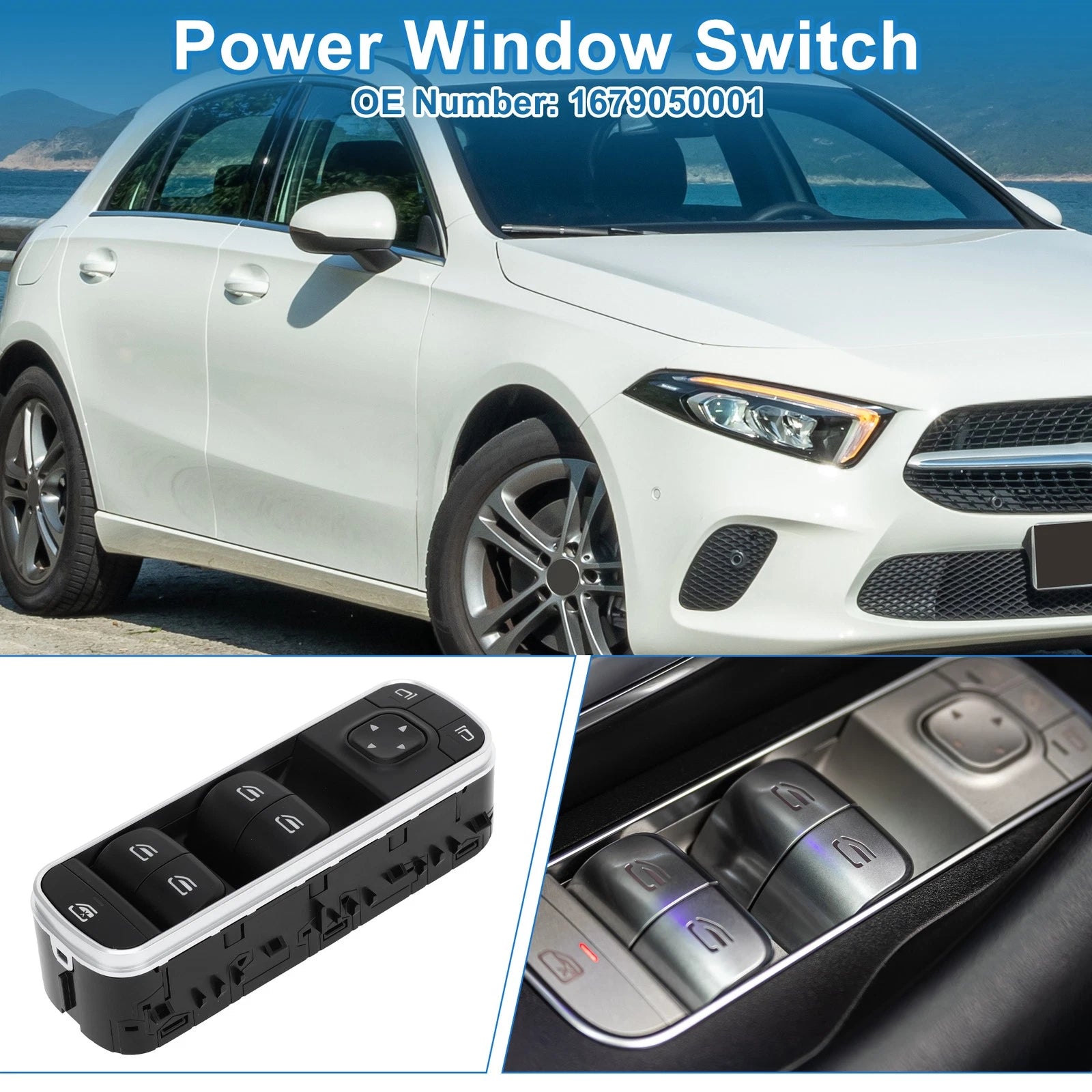 Front Driver Side Power Window Switch for Mercedes-Benz A220 (2019–2023) No.1679050001
