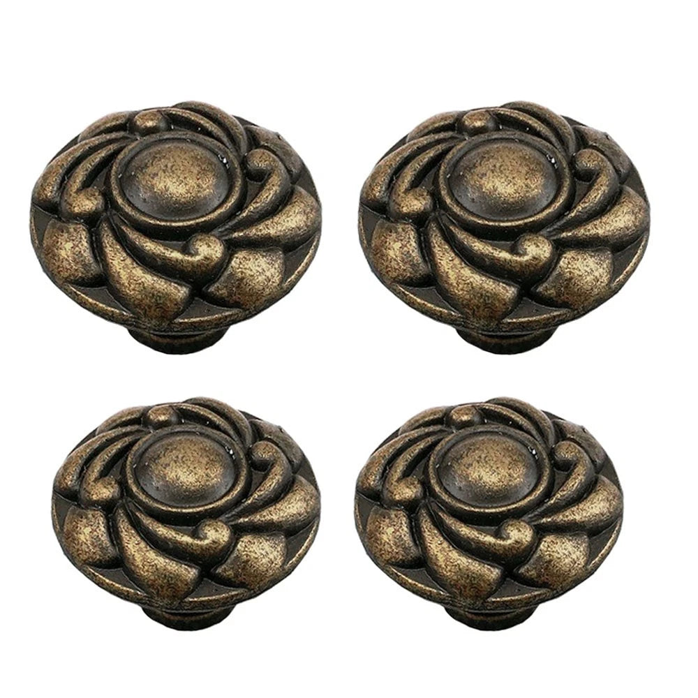 2Pcs Vintage Flower Drawer Knob Pull Handle for Jewelry Box Cabinet Hardware