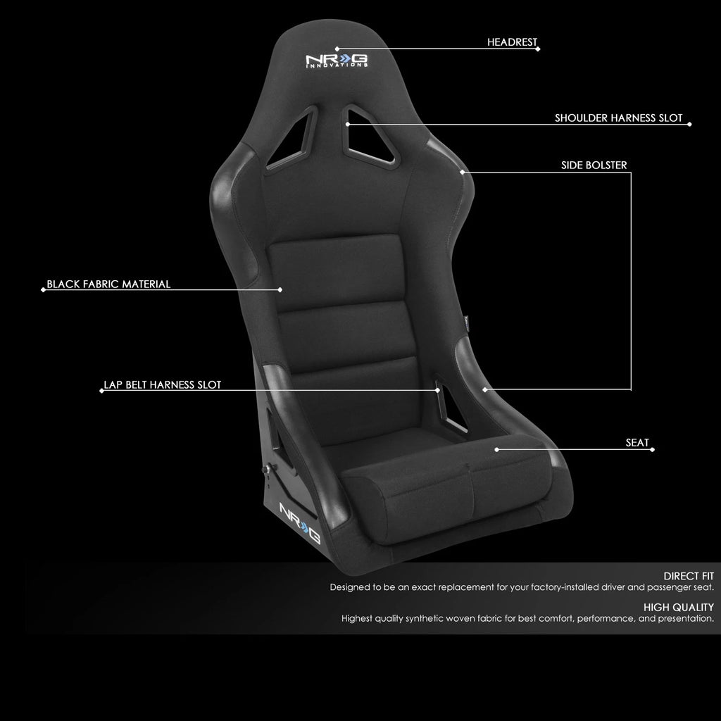 NRG 330 Racing Seat with Stainless Steel Adjustable Bracket for Universal Fit
