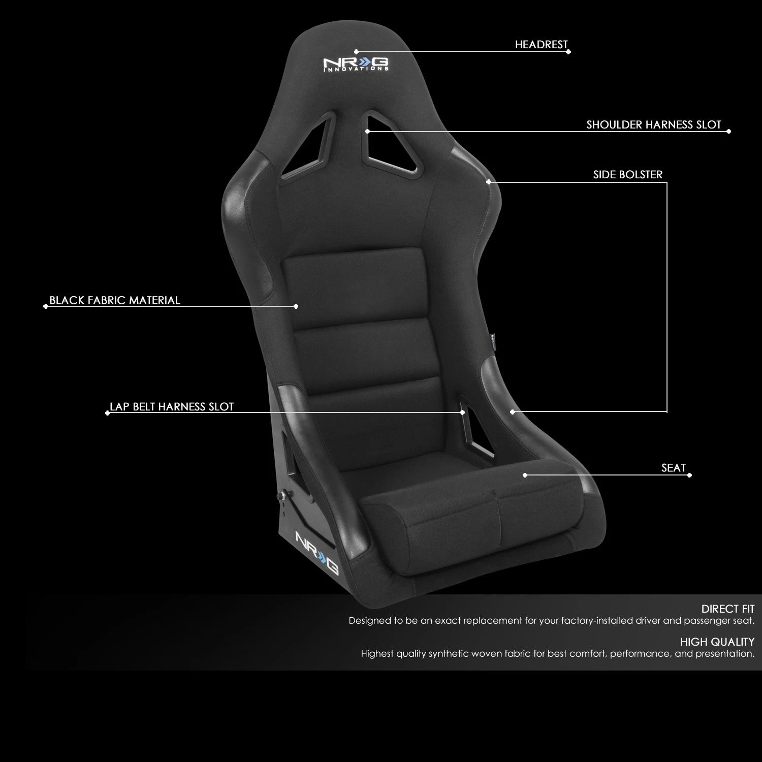 NRG 330 Racing Seat with Stainless Steel Adjustable Bracket for Universal Fit