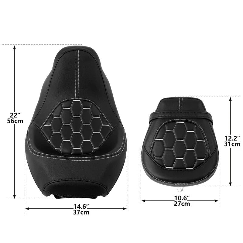 Driver & Passenger Seat w/ Backrest for Harley Touring Glide (2014–2023) Black