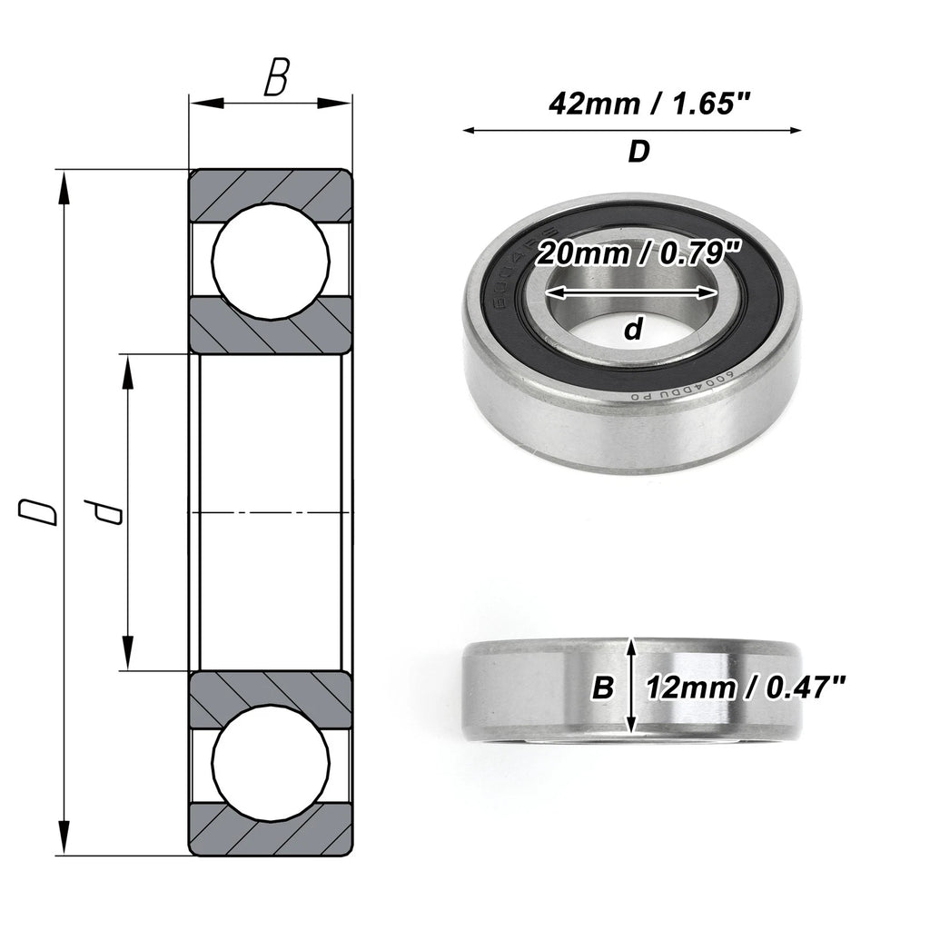 1 Pc 6004DDU Deep Groove Ball Bearing for Scooter Skateboard Wheel (N/A)