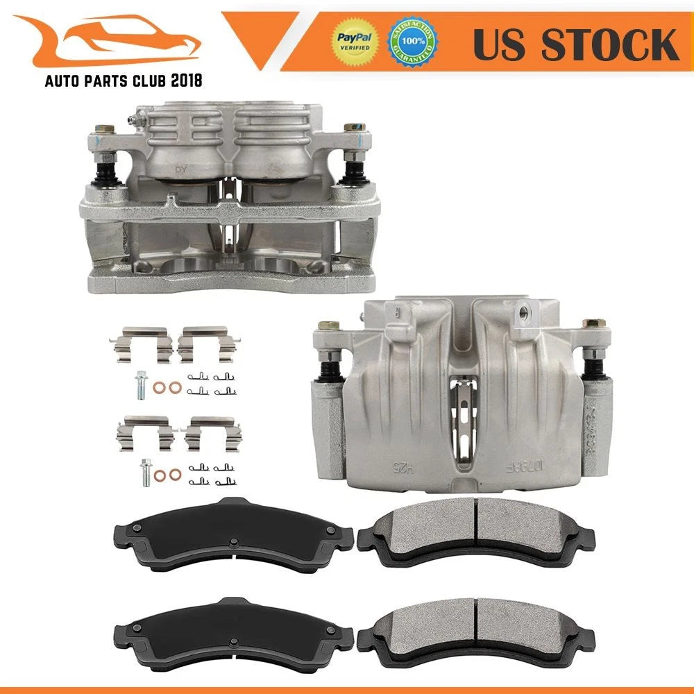 2X Front Brake Calipers & Ceramic Pads Kit for GMC Envoy (2002–2005)