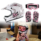 Youth Pink Butterfly Dirt Bike Helmet Goggles Gloves for ATV Motocross (2010–2023)
