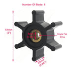 2X Nitrile Flexible Impeller Kit for Jabsco Water Pump (09-824P, 6303-0003)