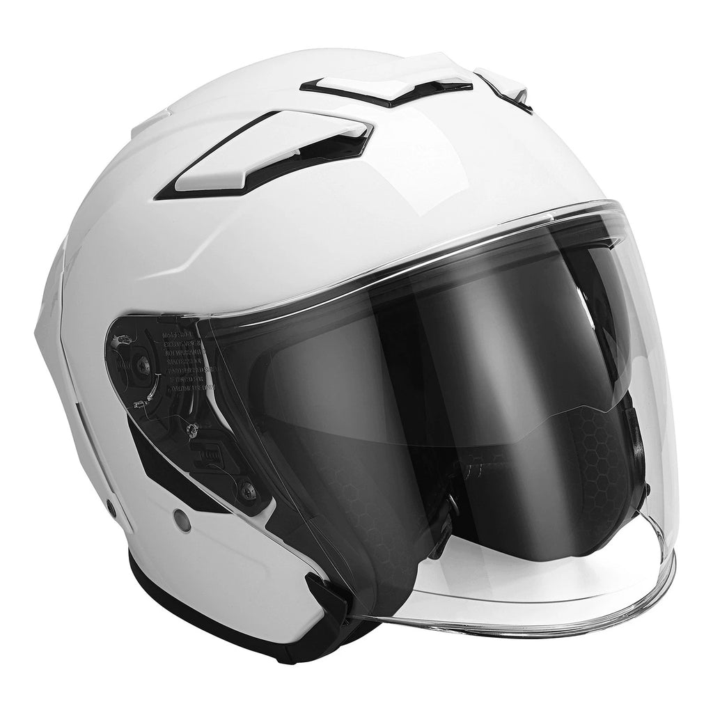 Open Face Motorcycle Helmet for Scooter (DOT 3/4, Dual Visor, Tinted Shield)