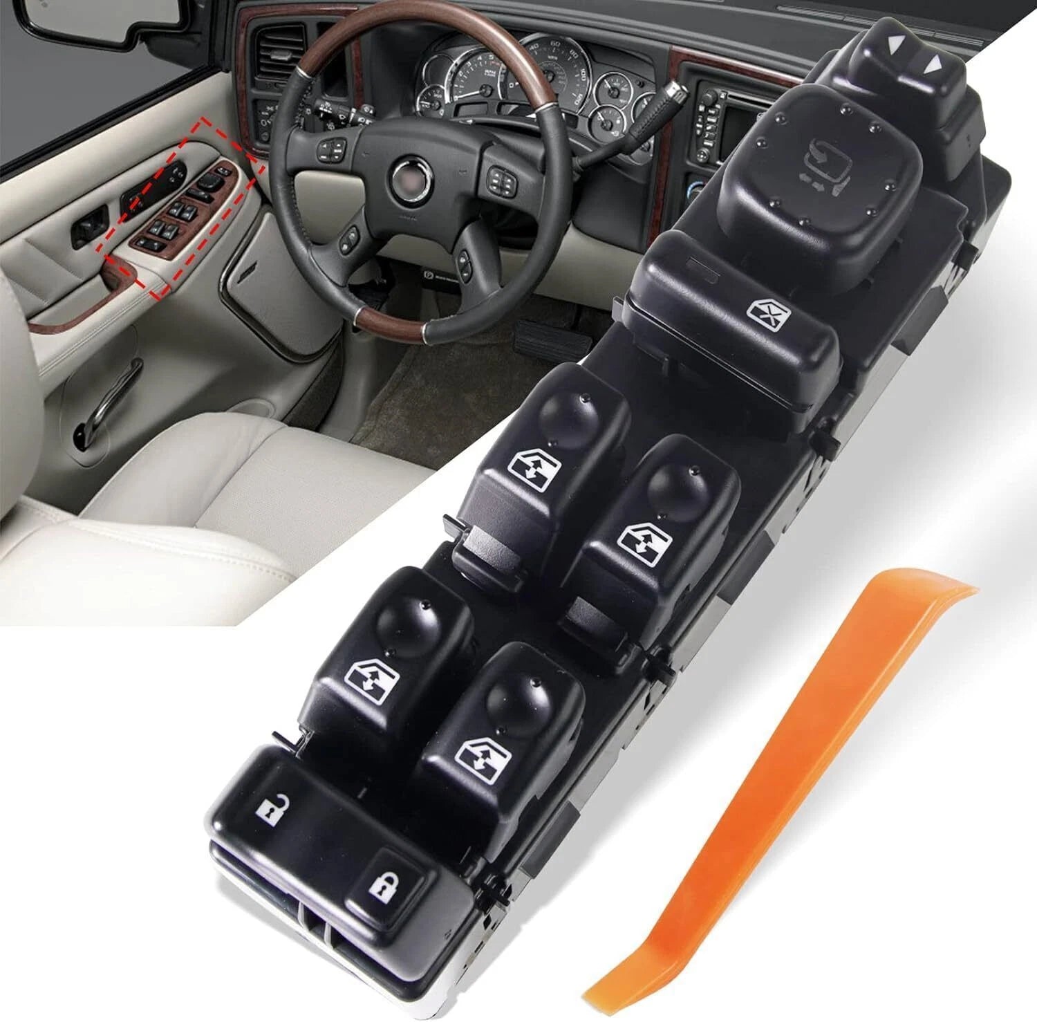 Left Master Power Window Switch 15883319 for Chevy GMC Cadillac Hummer (2003–2006)