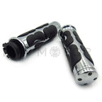 Chrome Flame Hand Grips 1" 25mm for Harley-Davidson/Suzuki/Kawasaki/Yamaha/Honda