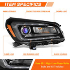 Right Side Black Amber LED DRL Projector Headlight for GMC Acadia (2013–2016)