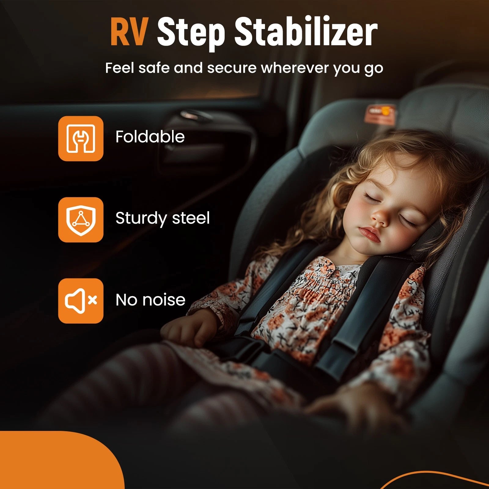 RV Step Stabilizer Kit for Travel Trailers and Motorhomes (2.8"-11.4")