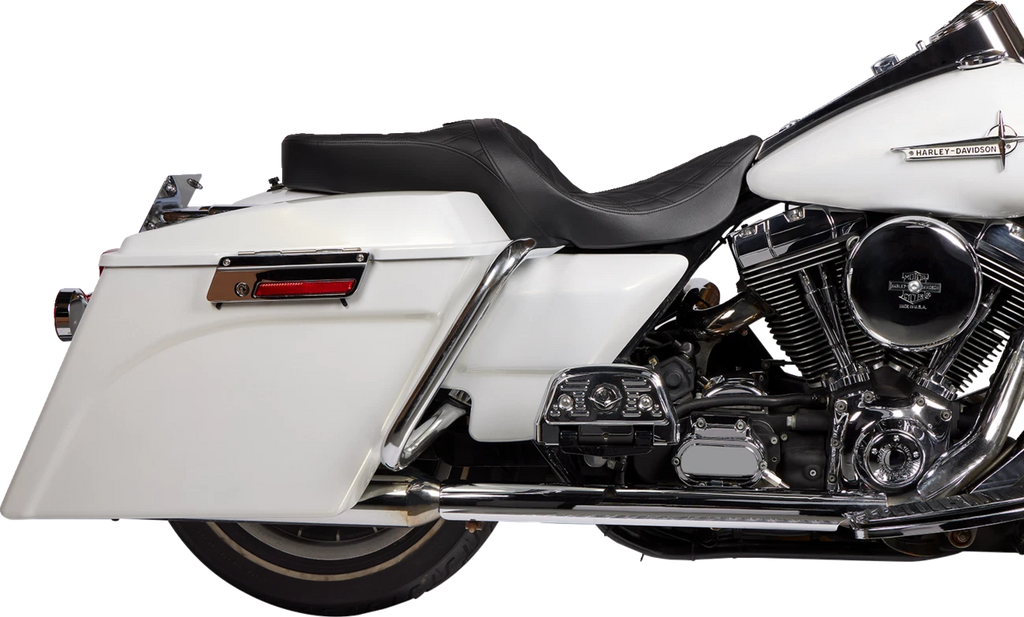 Freedom Seat for Harley FLH (Drag Specialties) - Vinyl, Double Diamond Black Stitch