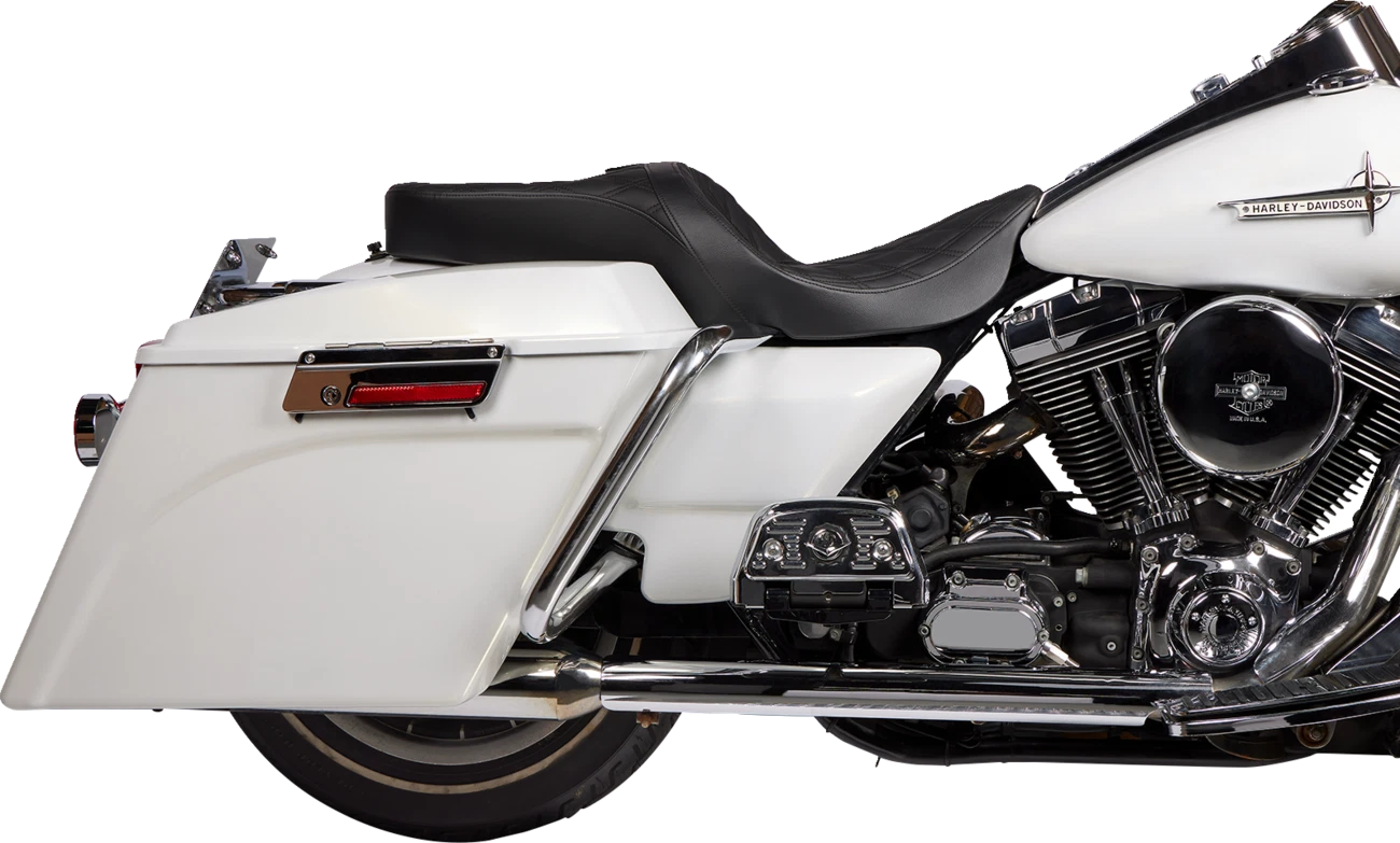 Freedom Seat for Harley FLH (Drag Specialties) - Vinyl, Double Diamond Black Stitch