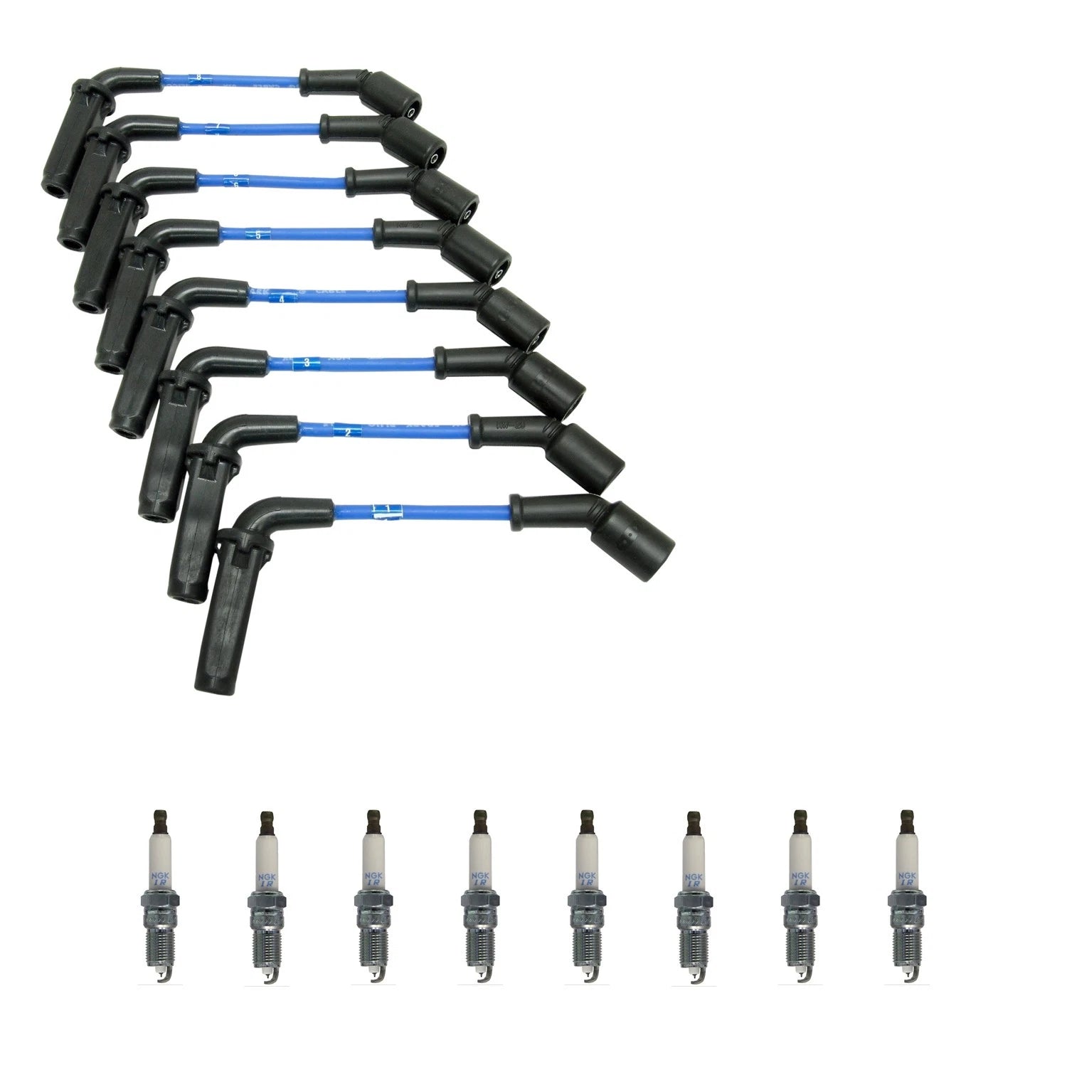 NGK Wire Set & 8 Laser Iridium Spark Plugs for Express 2500 Savana 3500 (2003–2023)