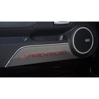 Door Panel Kick Plates w/Yellow Carbon Fiber Supercharged Inlay for 10-15 Camaro