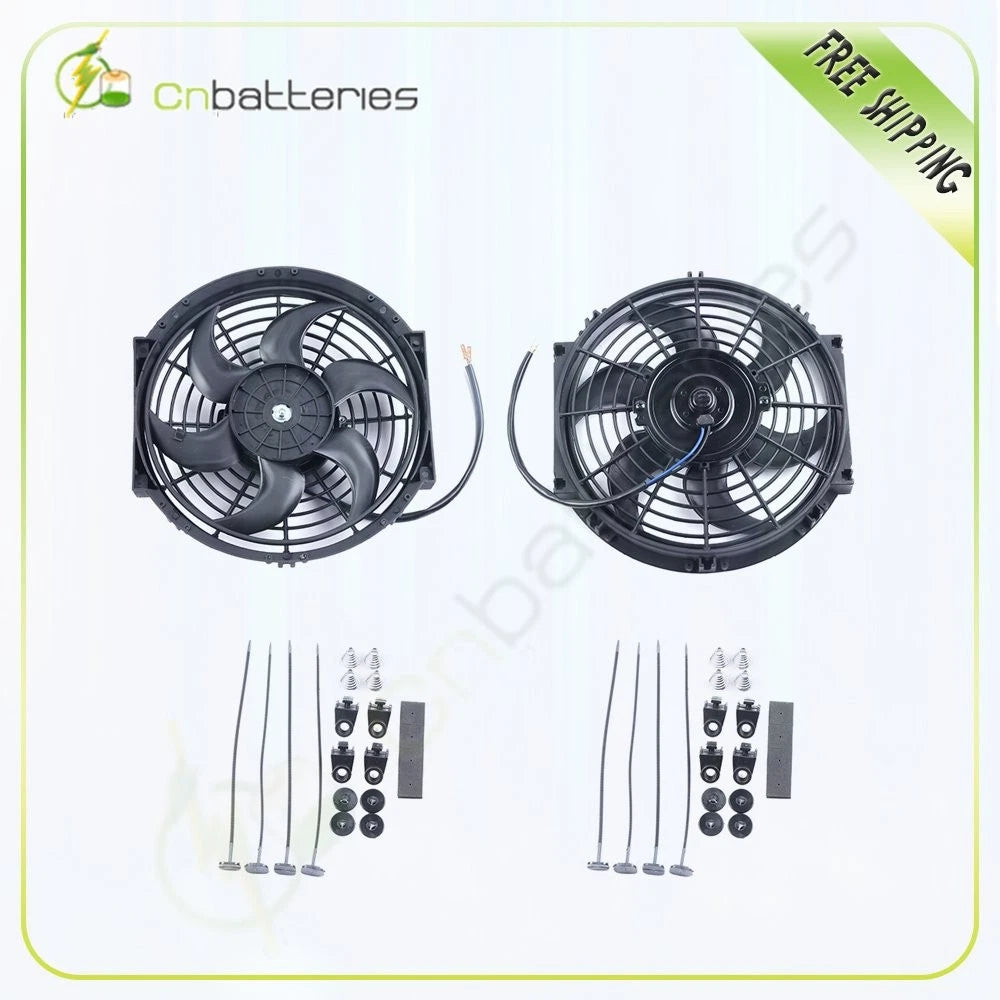 2X 10" Radiator Condenser Cooling Fan for Audi Saab Volvo BMW (Universal)