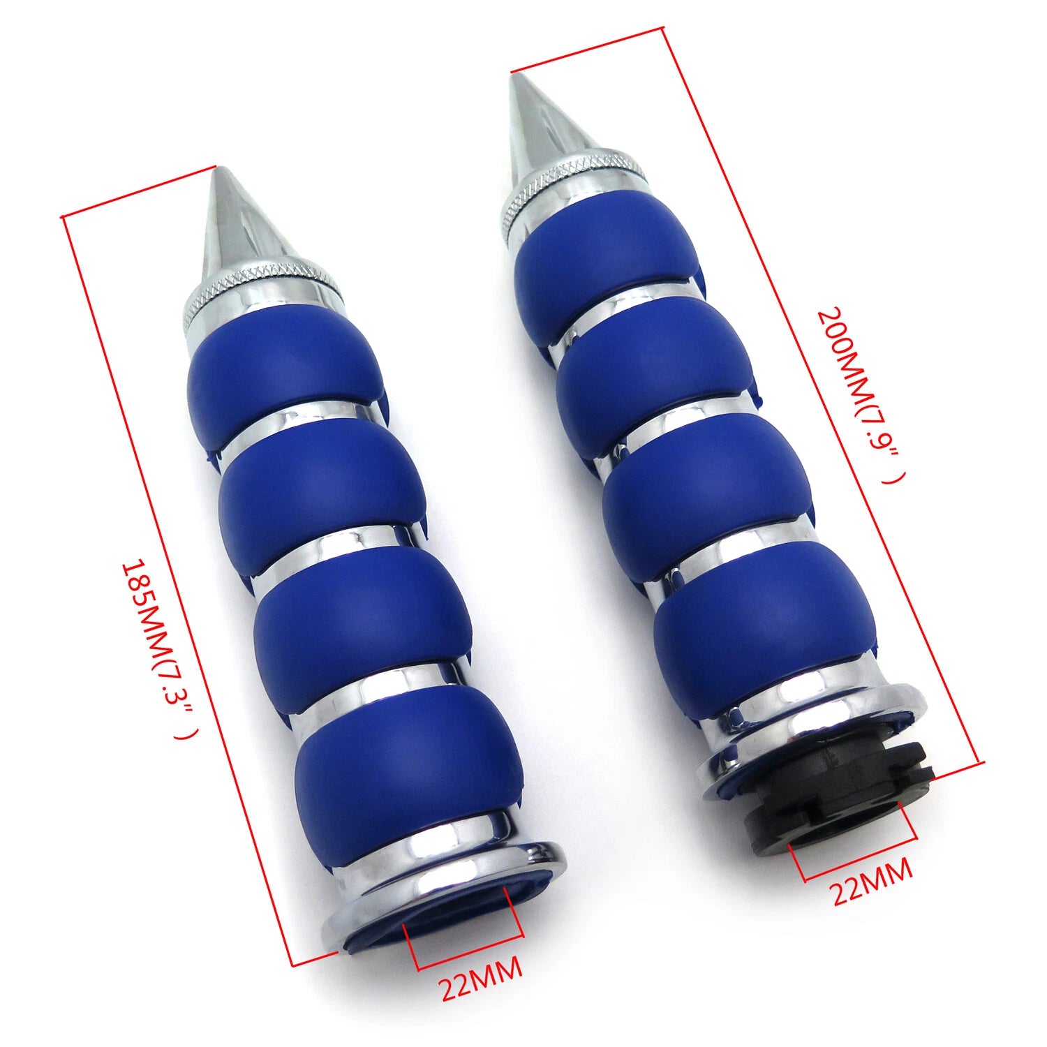 Chrome Blue Rubber Handlebar Grip for Suzuki Kawasaki Yamaha Honda