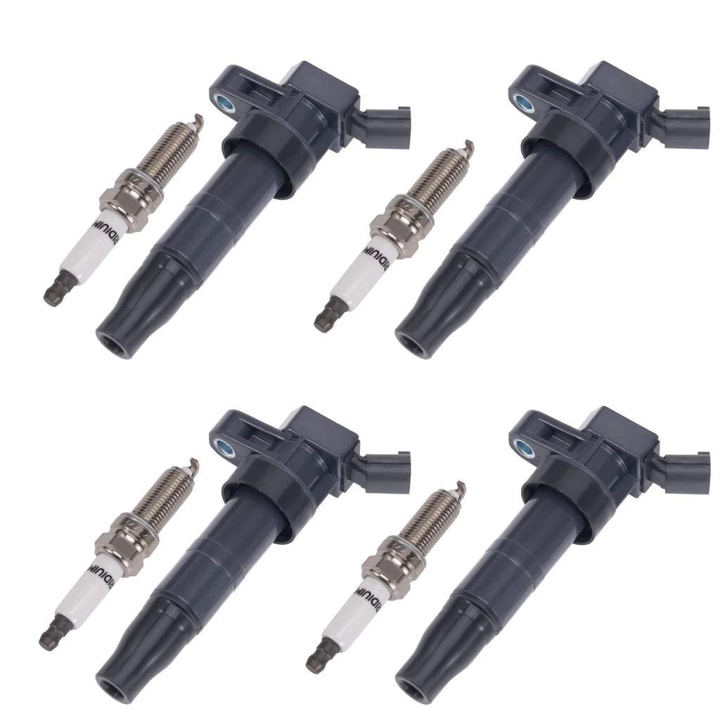 Set of 4 Ignition Coils & Spark Plugs for Hyundai Santa Fe Sonata Tucson (2.0L 2.4L) UF647