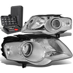 Pair of Chrome/Clear Side Headlight Lamps for Volkswagen Jetta (2006–2010)