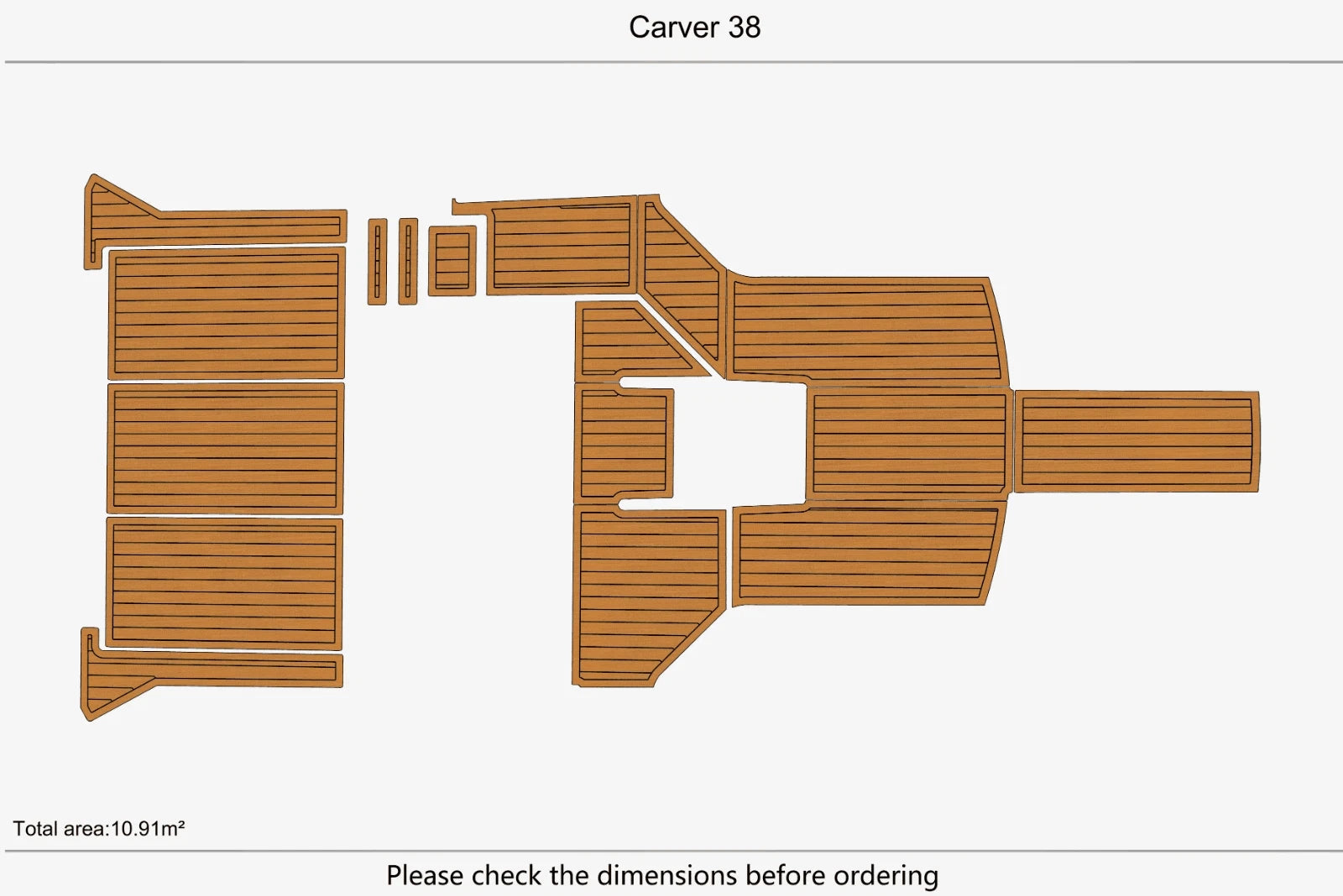 EVA Foam Teak Deck Pads for Carver 38 Swim Platform