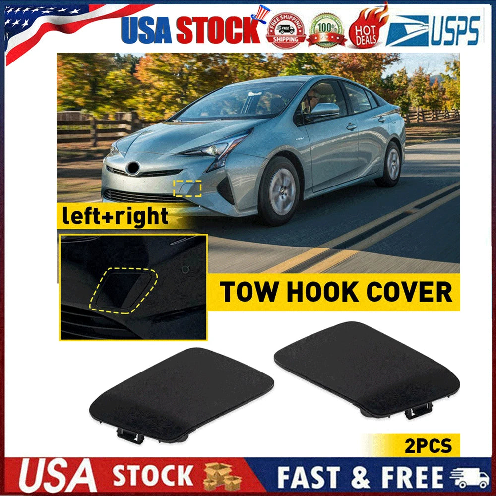 Set of 2 Front Side Bumper Tow Hook Covers for Toyota Prius (2016â2017)