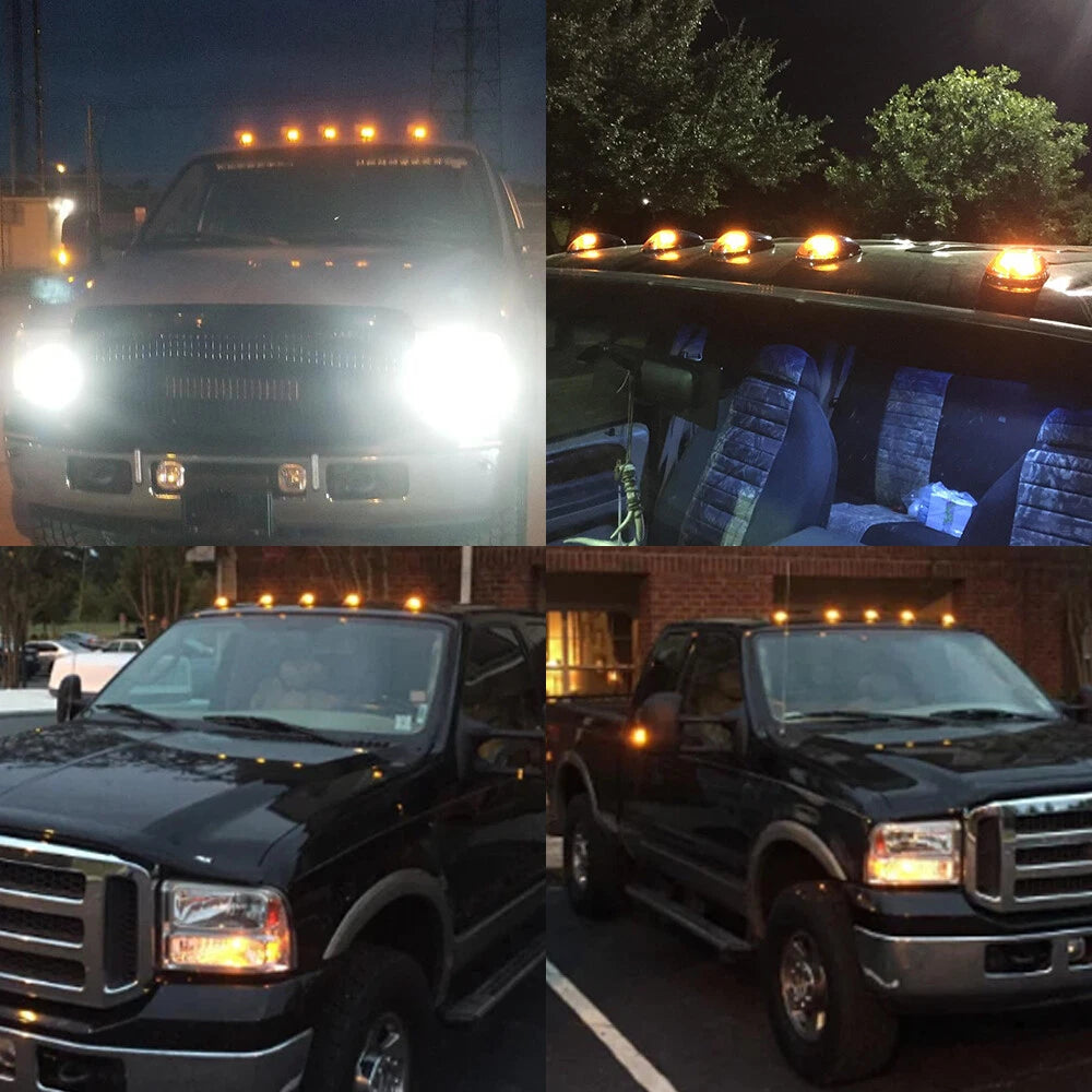 2X Cab Marker Roof Light Smoke with Amber LED for Ford E350 E450 (2017–2018)