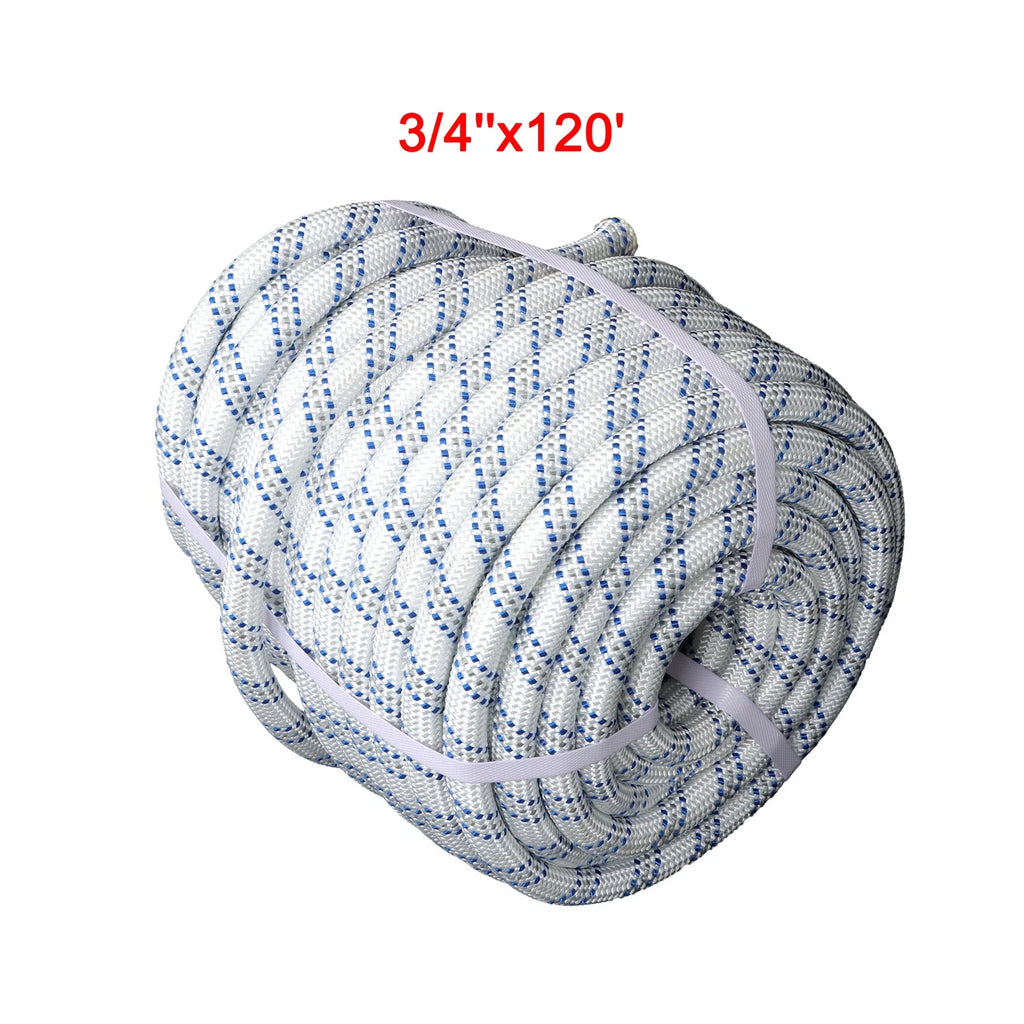 Double Braided Polyester Rope for Rigging (120' x 1/2" & 3/4")