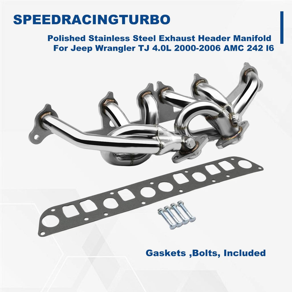 Stainless Steel Exhaust Header Manifold for Jeep Wrangler TJ 4.0L (2000–2006)
