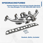 Stainless Steel Exhaust Header Manifold for Jeep Wrangler TJ 4.0L (2000–2006)