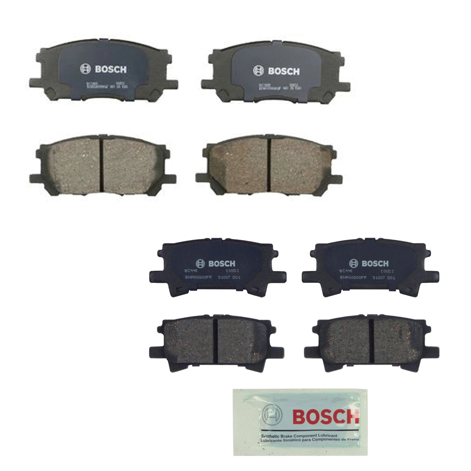 Set of 4 Bosch Quietcast Ceramic Disc Brake Pads for RX330 RX350 RX400h (2004–2006)