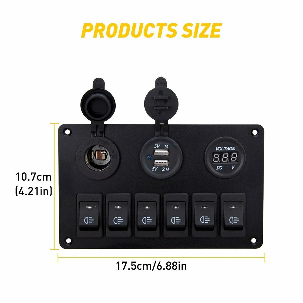 6 Gang LED Rocker Switch Panel for Marine Boat (YYYY–YYYY)