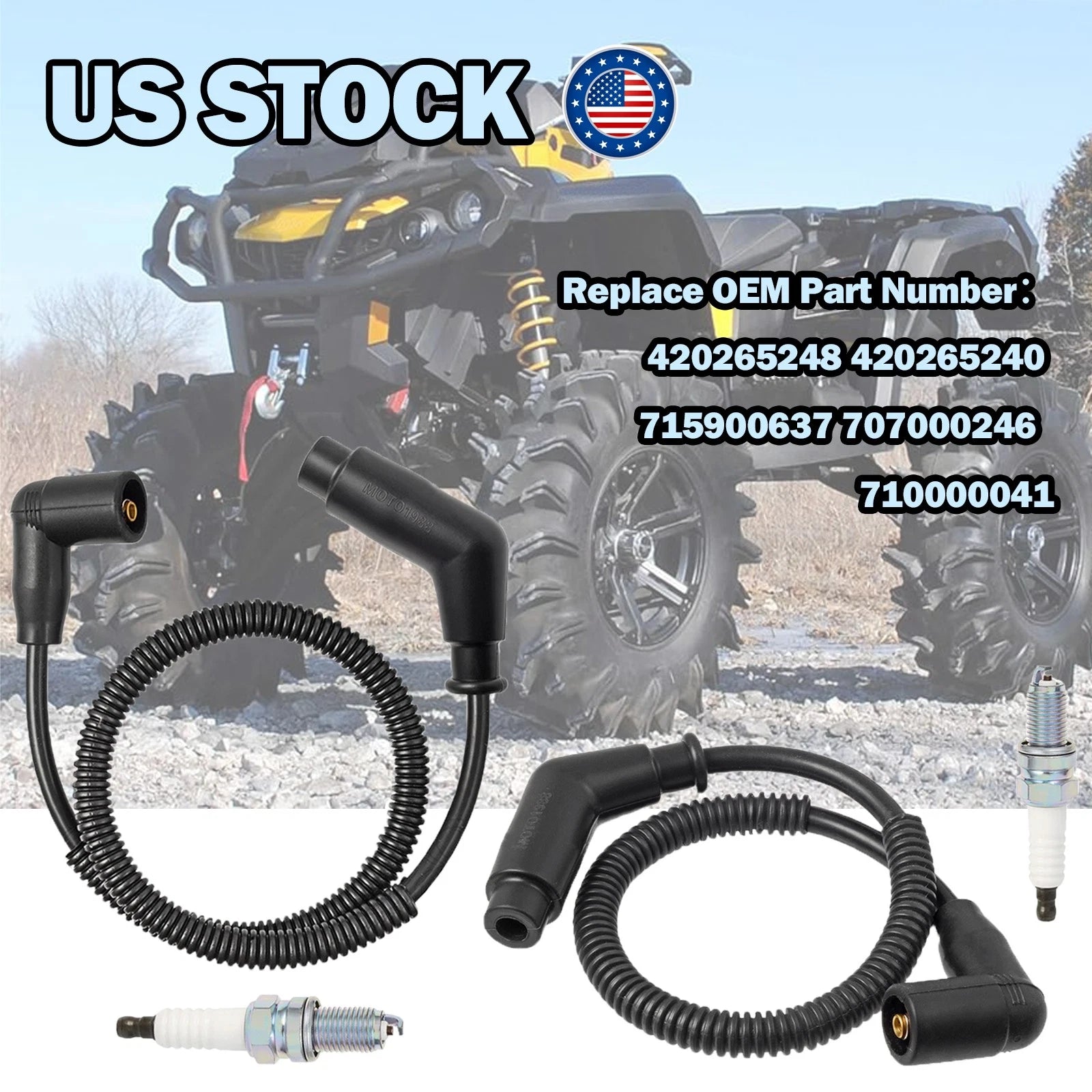 Spark Plug & Wire Cap Set for Can-Am Renegade T 650 (2018–2023)