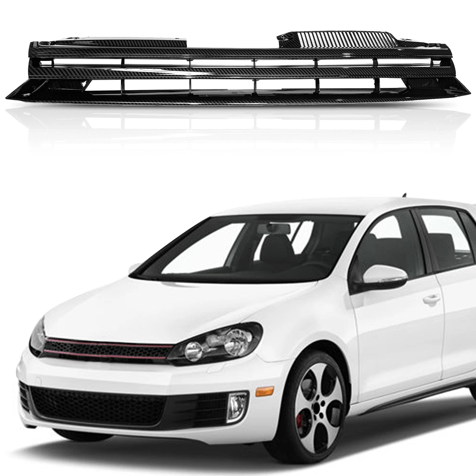Badgeless Sport Grille for VW MK6 Golf/GTI/Jetta (2010–2014) - Carbon Fiber