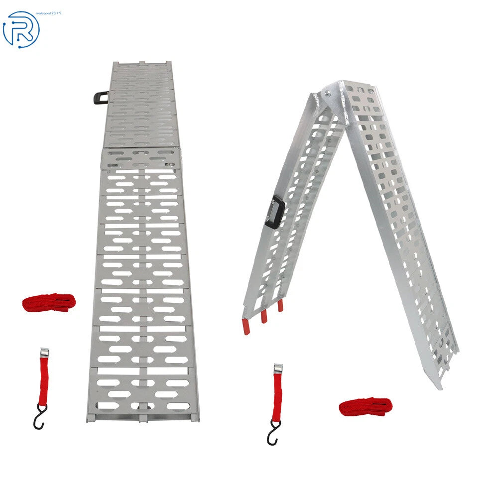 2X Aluminum Folding Loading Ramps for UTV Motorcycle Lawn Mower