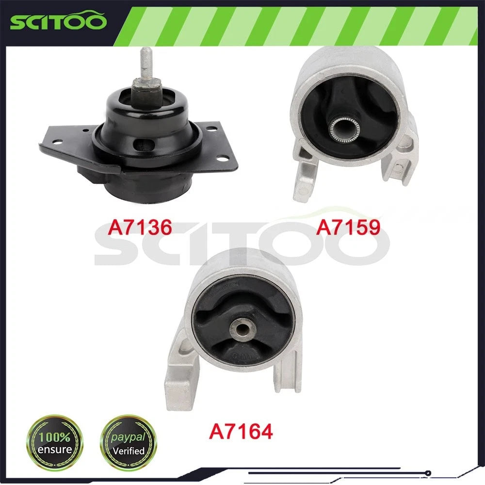 3X Engine Motor Mount Set for Kia Rio5 (2006–2011) 1.6L