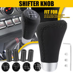 Black Leather 5 Speed Gear Shift Knob for Universal Cars 