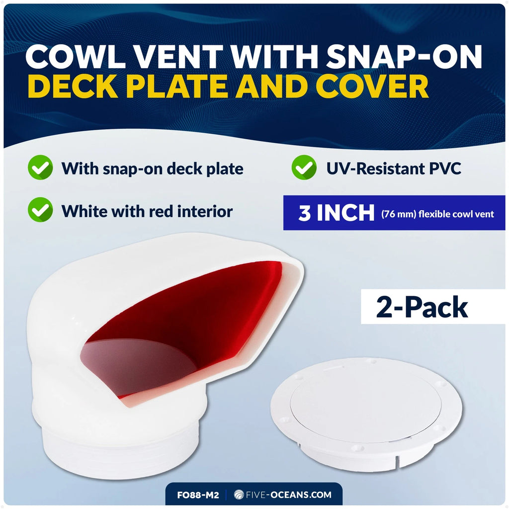 2X 3-Inch Cowl Vent with Snap-On Deck Plate for Low Profile Vehicles